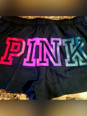 PINK Victoria's Secret Black Ombre Logo Athletic Shorts